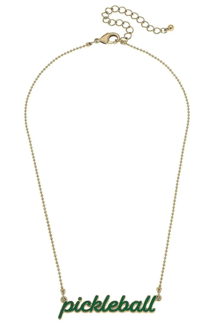 Ellie Pickleball Enamel Script Necklace - 850 Mahjong