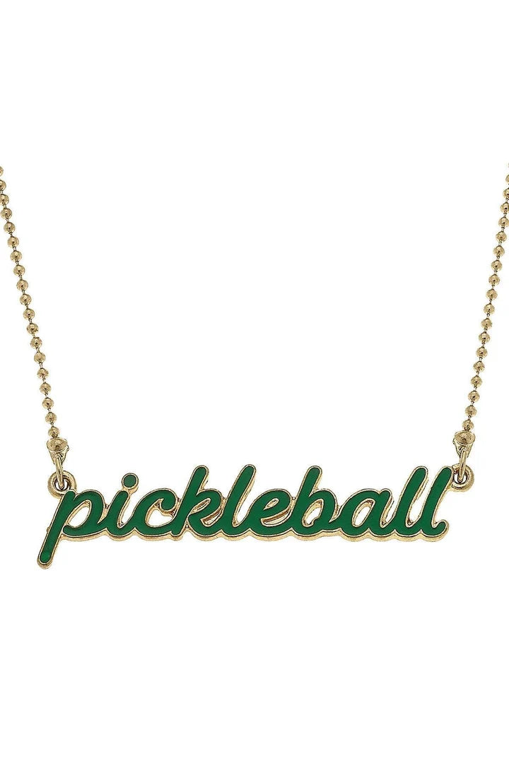 Ellie Pickleball Enamel Script Necklace - 850 Mahjong
