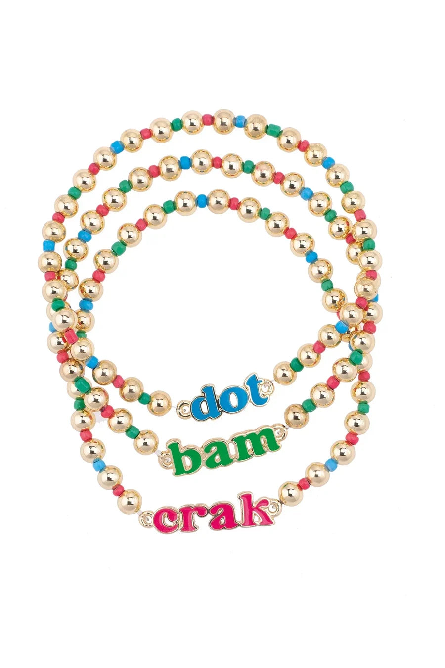 Dot Crak Bam Rainbow Ball Bead Stretch Bracelet Set of 3 - 850 Mahjong