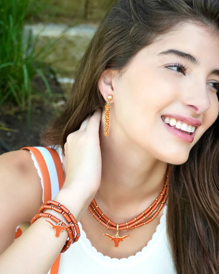 Texas Longhorns Puffy Nameplate Earrings - 850 Mahjong