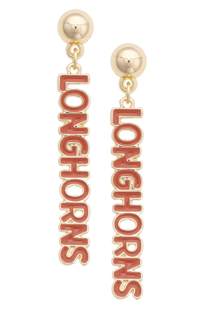 Texas Longhorns Puffy Nameplate Earrings - 850 Mahjong