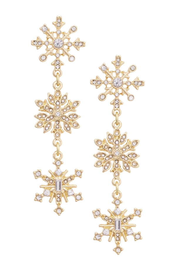 Let It Snow Linked Snowflake Earrings in White - 850 Mahjong