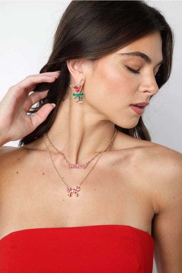 Mistletoe Martini Earrings - 850 Mahjong
