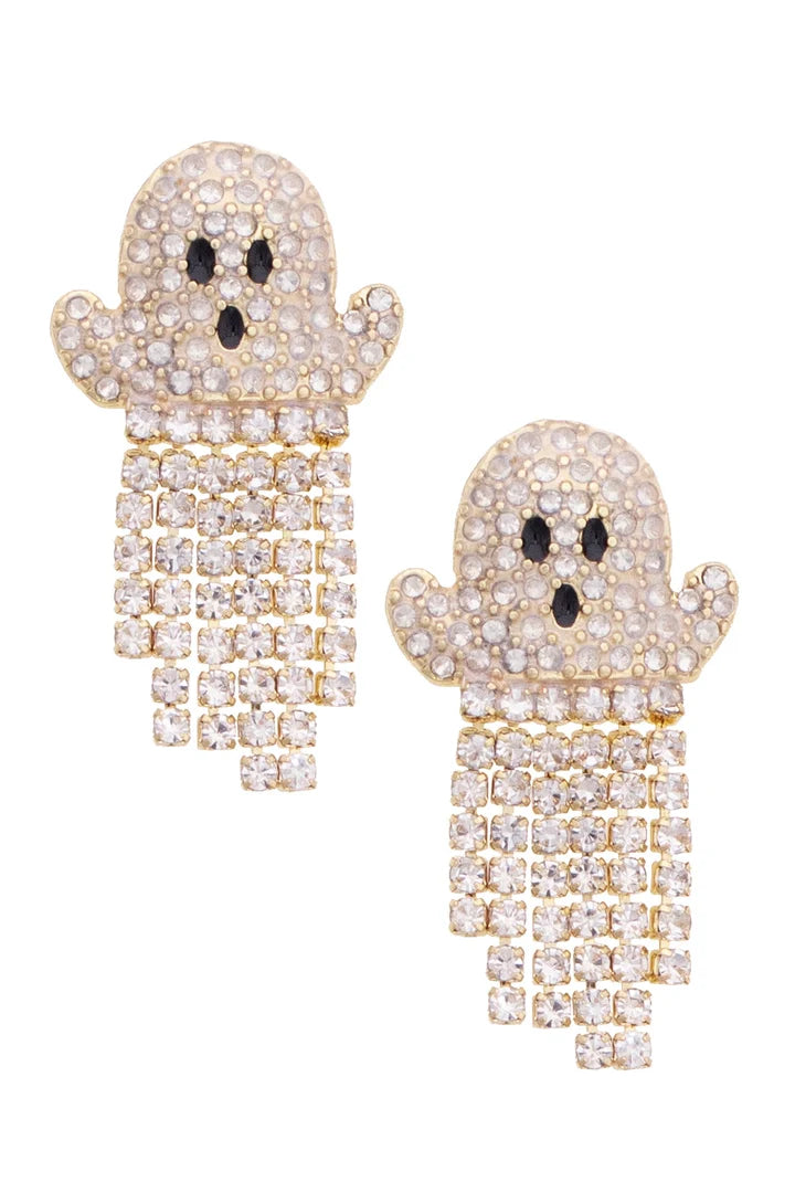 Ghost Pavé Fringe Earrings in White - 850 Mahjong