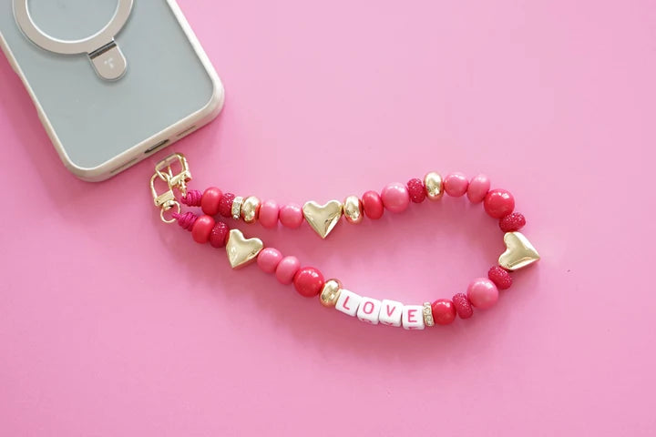 Love You Beaded Cell Phone Wristlet