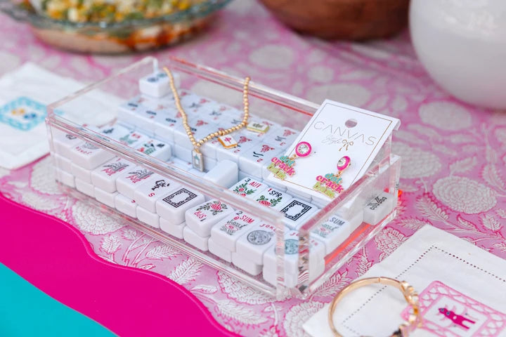 Dot Crack Bam Enamel Bezel Earrings in Lilac - 850 Mahjong