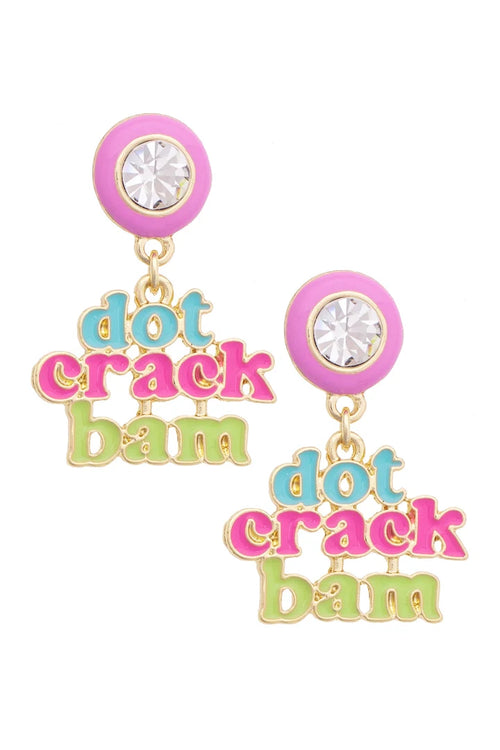 Dot Crack Bam Enamel Bezel Earrings in Lilac - 850 Mahjong