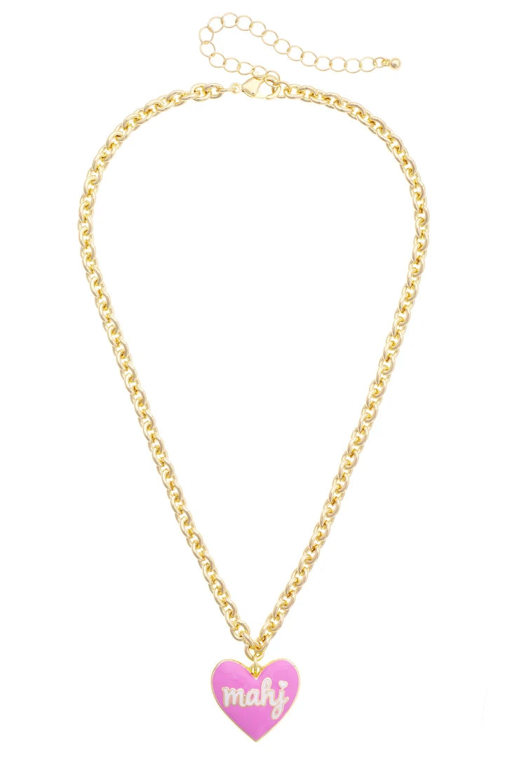 Mahj Enamel Heart Necklace in Lilac - 850 Mahjong