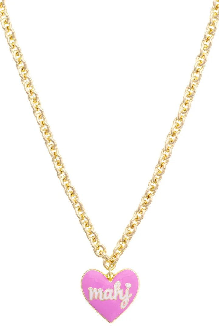 Mahj Enamel Heart Necklace in Lilac - 850 Mahjong