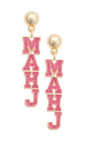 MAHJ Varsity Outline Earrings in Fuchsia - 850 Mahjong