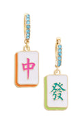 Dragon Mahjong Pave Huggie Hoop Earrings - 850 Mahjong