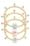 Mahjong Lucky Charms Ball Bead Bracelet Set of 3