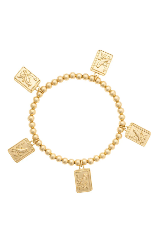 Bird Bam 24K Plated Ball Bead Stretch Bracelet - 850 Mahjong