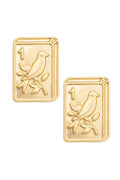 Bird Bam 24K Plated Tile Stud Earrings - 850 Mahjong