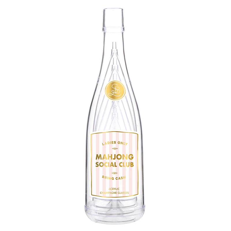 Acrylic Champagne Bottle + Glasses - Mahjong Social Club - 850 Mahjong