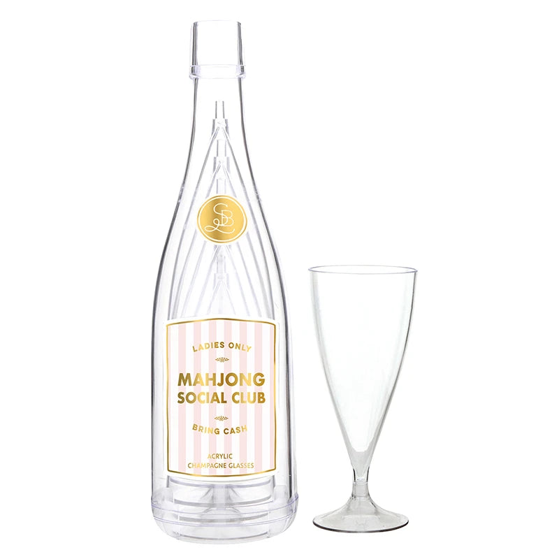 Acrylic Champagne Bottle + Glasses - Mahjong Social Club - 850 Mahjong