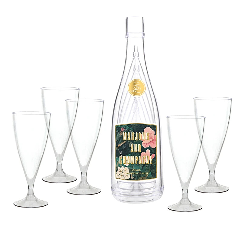 Acrylic Champagne Bottle + Glasses - Mahjong and Champagne - 850 Mahjong