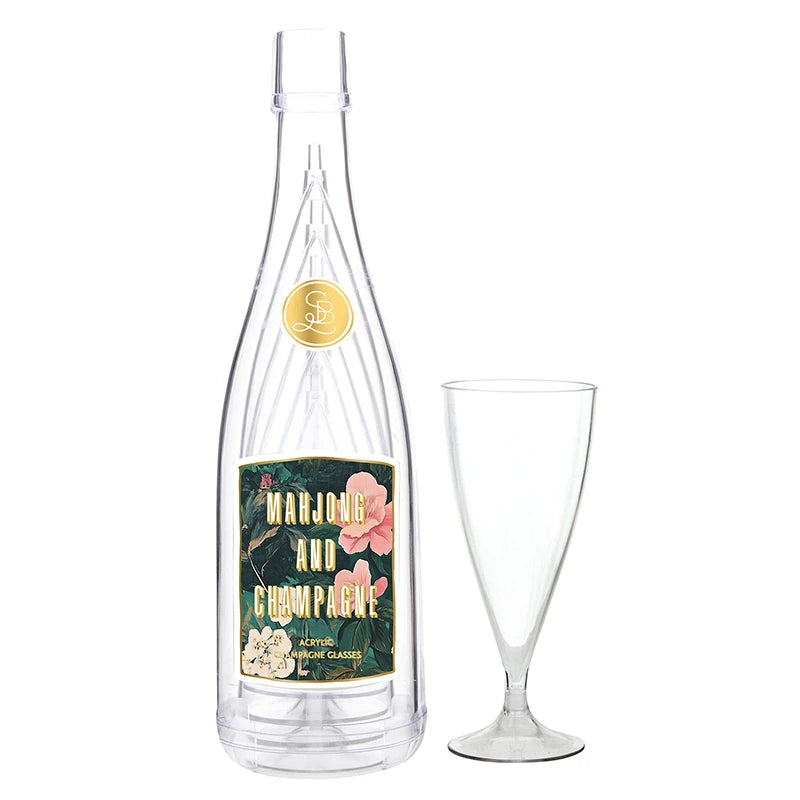 Acrylic Champagne Bottle + Glasses - Mahjong and Champagne - 850 Mahjong