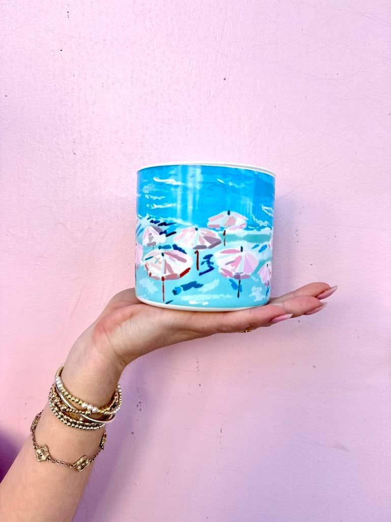 Umbrellas | Hand Illustrated Soy Candle | Double Wick